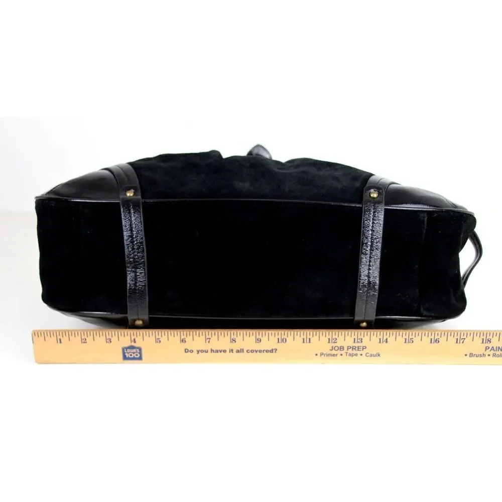 Timi & Leslie BLACK GENUINE LEATHER SUEDE BOHO TOTE SHOULDER BAG HANDBAG PURSE